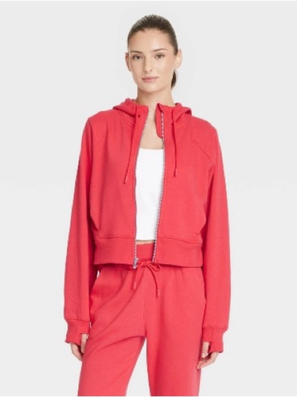 Women's Fleece Full Zip Hooded Sweatshirt - All in Motion™ Red